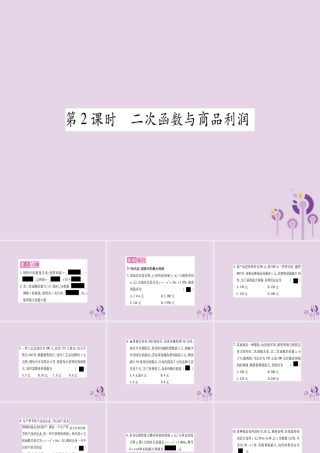 九年级数学上册 第二十二章 二次函数 223 实际问题与二次函数 第2课时 二次函数与商品利润作业课件 (新版)新人教版 课件