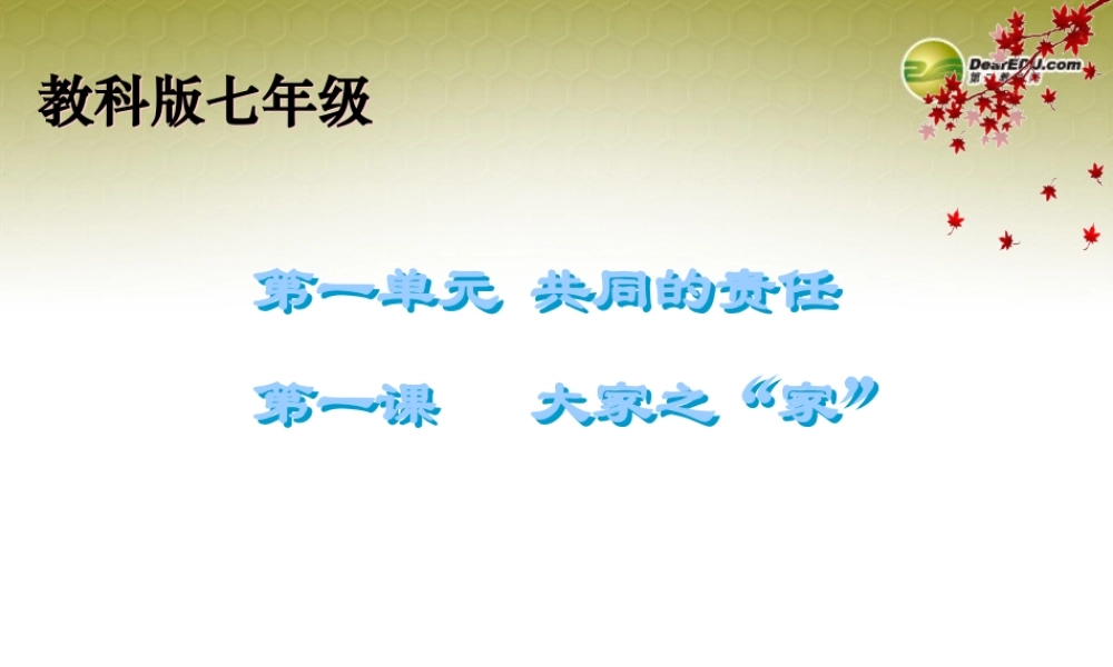 八年级政治下册 第四单元第一节 大家之 家 课件 湘教版 课件