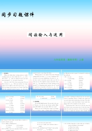 九年级英语上册 Unit 4 Stories and poems阅读输入与应用习题课件 (新版)冀教版 课件