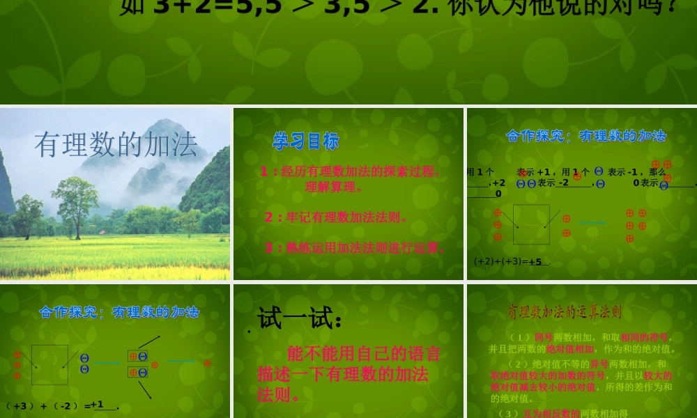 中学七年级数学上册 2.4 有理数的加法课件1 (新版)北师大版 课件