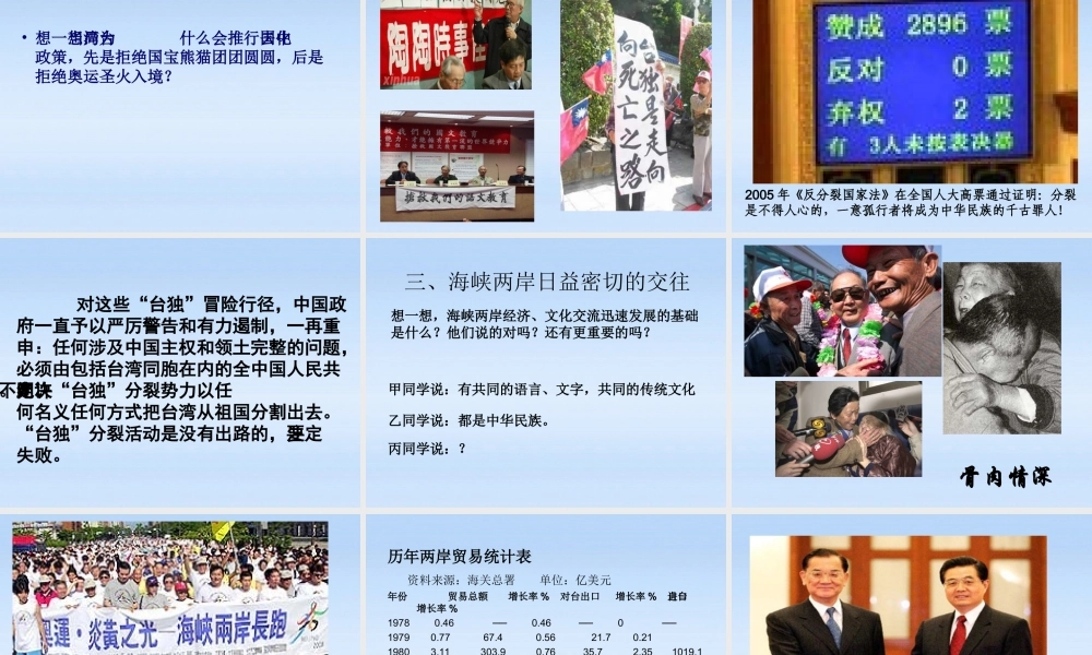 八年级历史下册 第四单元第十三课海峡两岸的交往课件 人教新课标版 课件