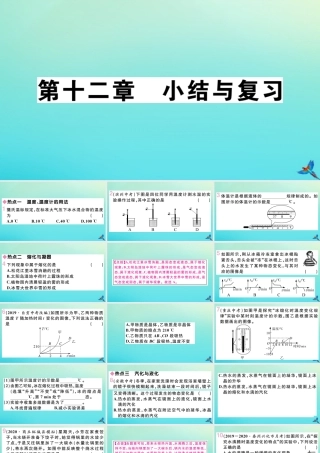 九年级物理全册 第十二章 温度与物态变化小结与复习习题讲评课件 (新版)沪科版 课件