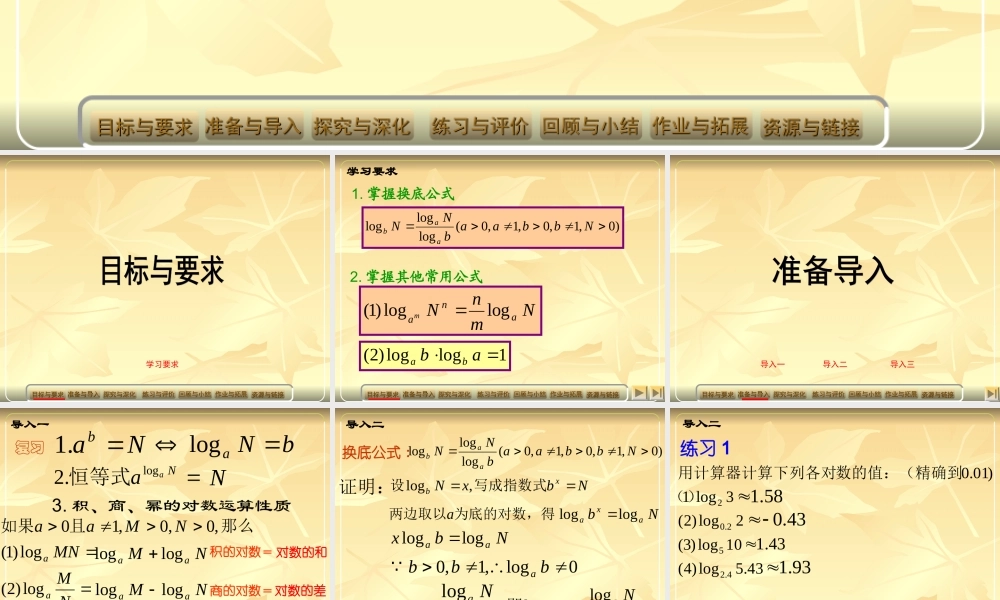 新人教A版数学必修一对数与对数运算第三课时 下学期 课件