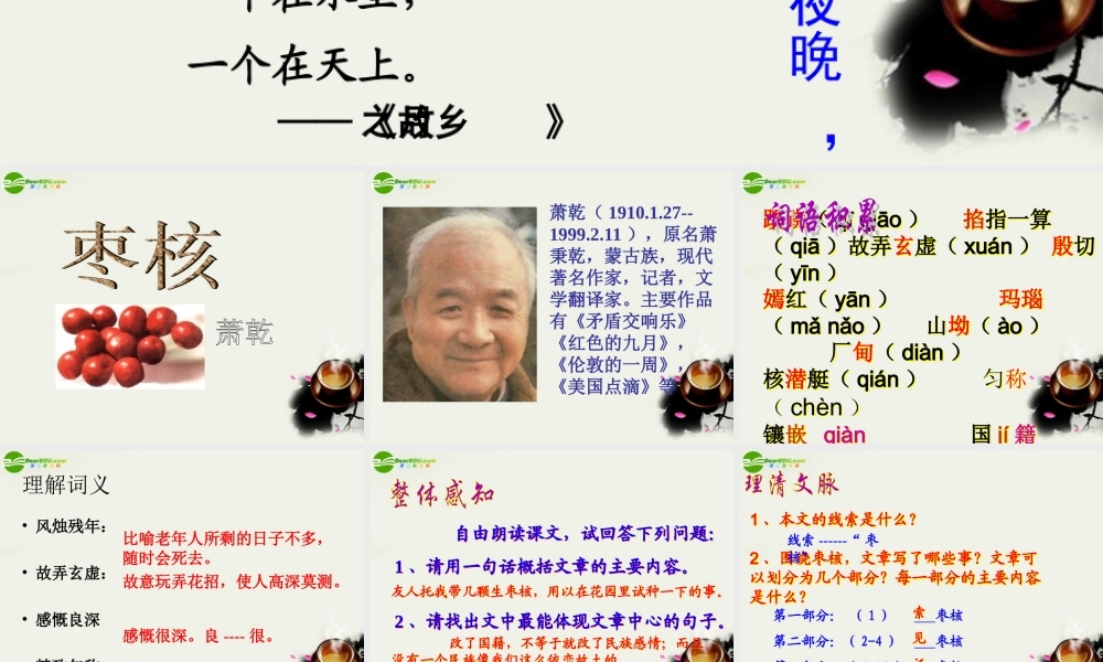 八年级语文上册(枣核)课件1 苏教版 课件