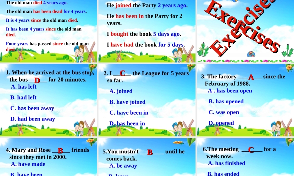 九年级英语上册 延续性动词与非延续性动词课件 湘教版 课件