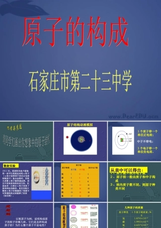初三化学原子的构成 人教版 课件