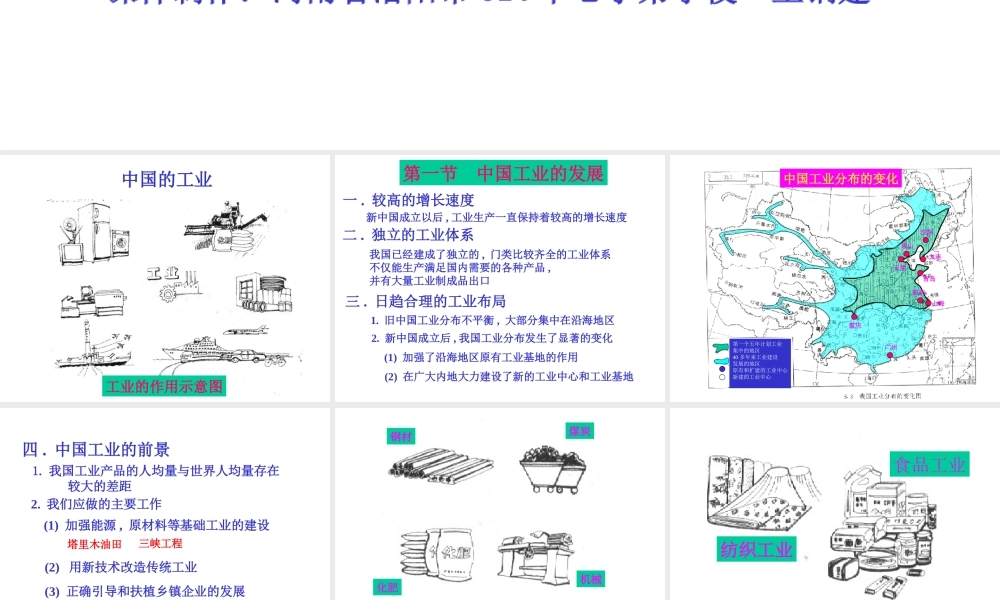 初中中国地理部分 中国的工业 课件
