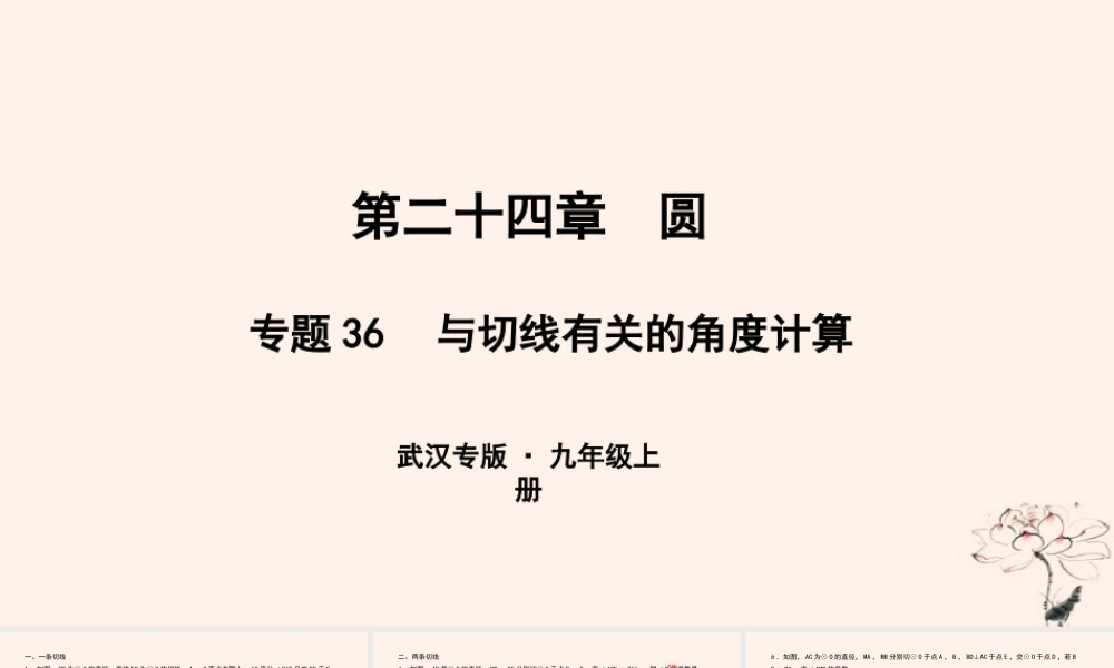九年级数学上册 第二十四章 圆 专题36 与切线有关的角度计算课件 (新版)新人教版 课件
