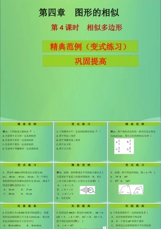 九年级数学上册 第4章 图形的相似 第4课时 相似多边形(课堂导练)习题课件 (新版)北师大版 课件