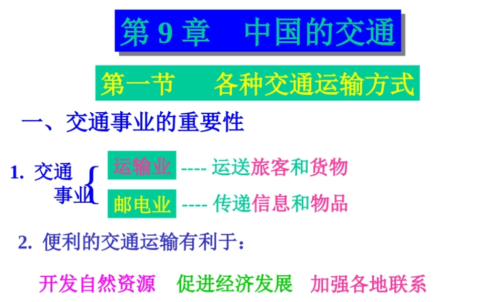初中中国地理部分 中国的交通 课件