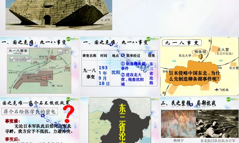 八年级历史上册 难忘九一八课件 人教新课标版 课件