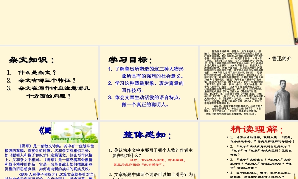 八年级语文下册 第4课(聪明人和傻子和奴才)课件 长春版 课件