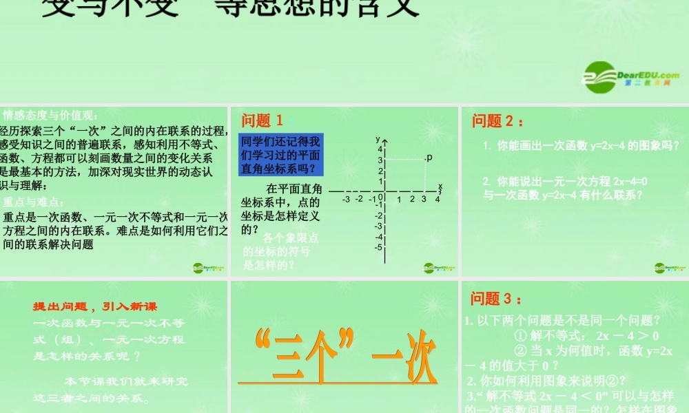 八年级数学下册 7.7一元一次不等式与一元一次方程、一次函数(1)课件 苏科版 课件