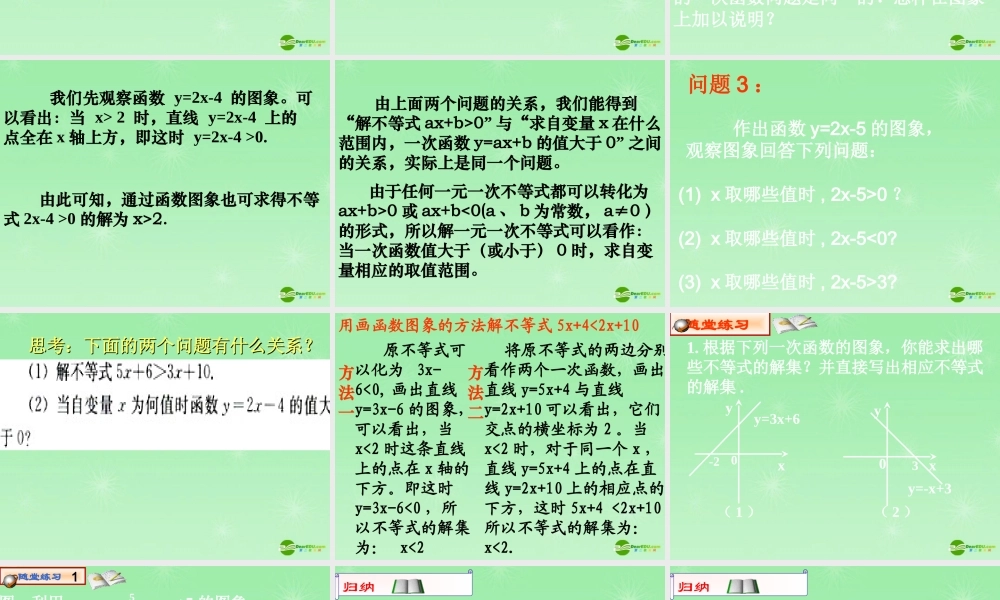 八年级数学下册 7.7一元一次不等式与一元一次方程、一次函数(1)课件 苏科版 课件