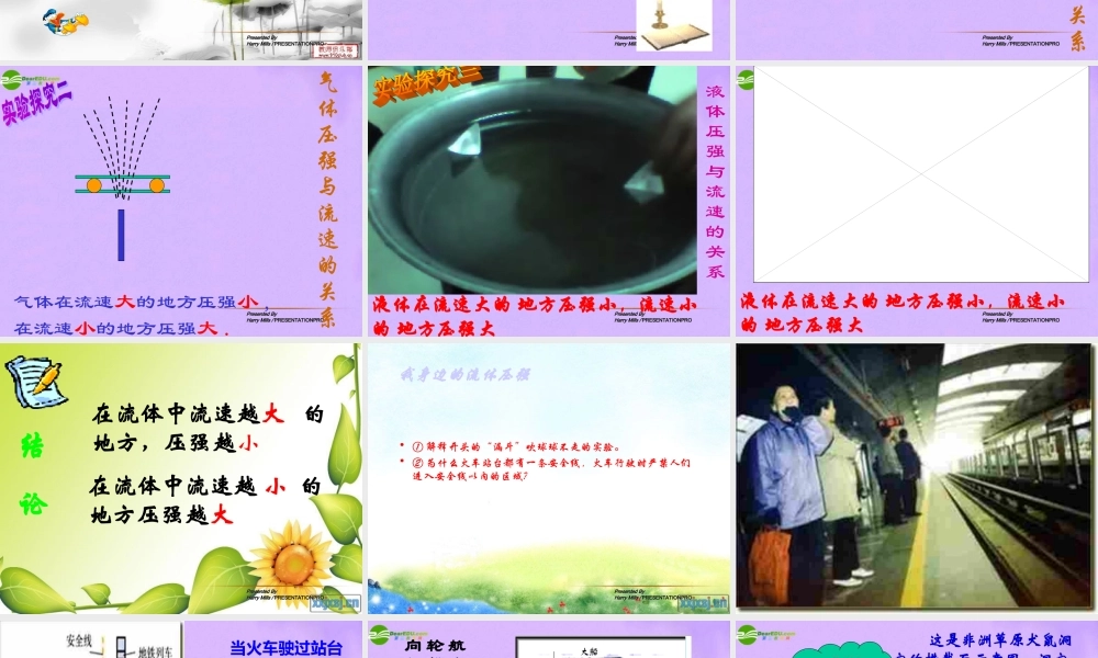 八年级物理下册 8.4流体压强与流速的关系 沪科版 课件