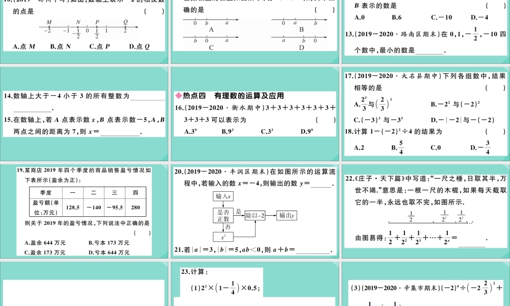 学上册 第一章 有理数本章热点专练作业课件 (新版)冀教版 课件