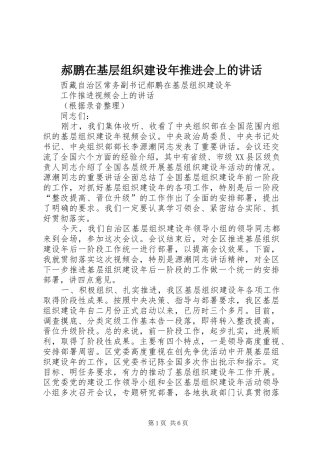 郝鹏在基层组织建设年推进会上的讲话