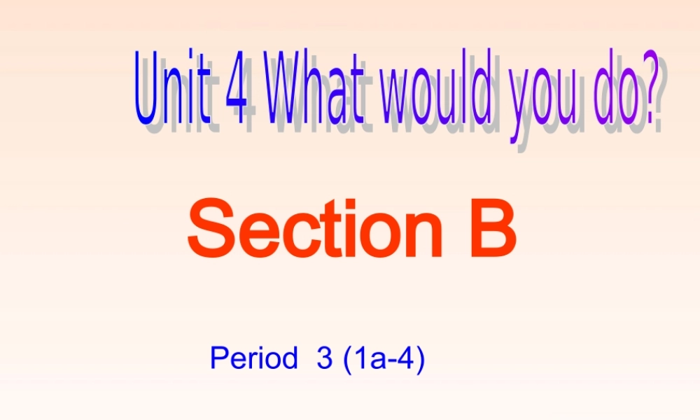 九年级英语 Unit 4What would you do(第3课时)课件 人教新目标版 课件