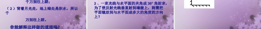 中学七年级科学下册 2.5 光的反射和折射第一课时课件 浙教版 课件