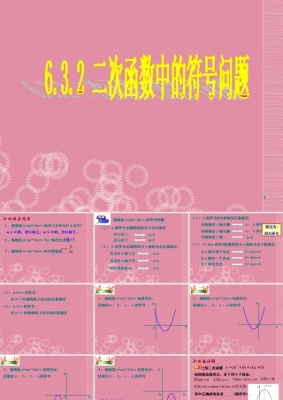 九年级数学上册 632 二次函数中的符号问题课件 苏科版 课件