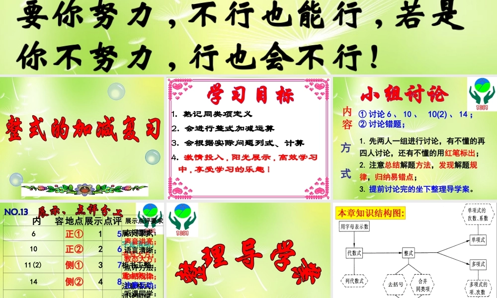 中学七年级数学上册 2.2 整式的加减复习课件2 (新版)新人教版 课件