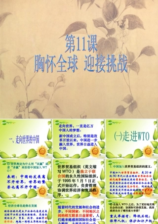 九年级政治：第十一课(胸怀全球 迎接挑战)第一框课件(苏教版) 课件