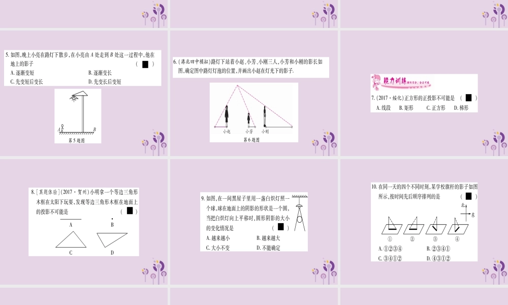 广西九年级数学下册 第3章 投影与视图 3.1 投影作业课件 (新版)湘教版 课件