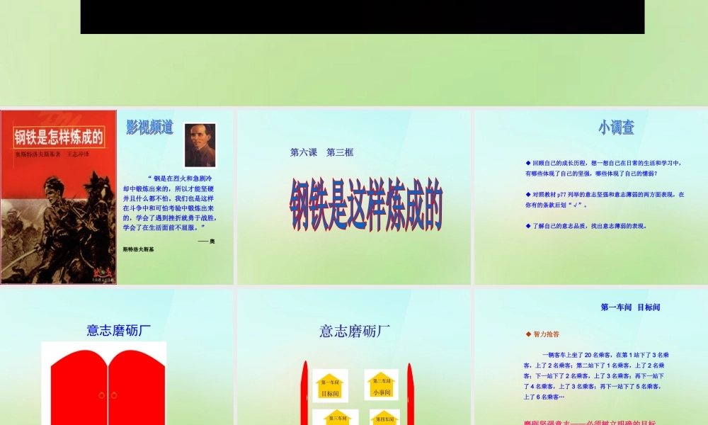 中学七年级政治下册 6.2 钢铁是这样炼成的课件 新人教版 课件