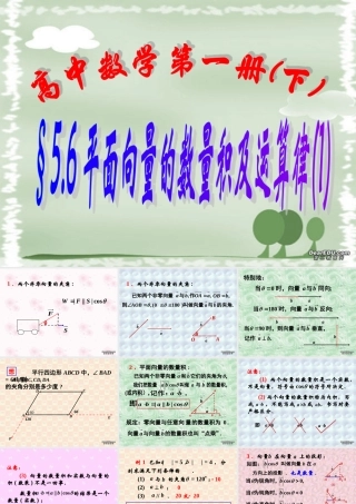 上学期北京市清华附中高一数学平面向量的数量积及运算律一 课件