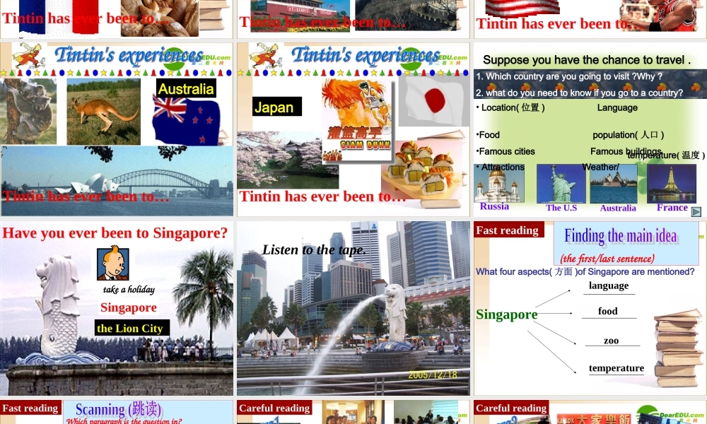 八年级英语下册第九单元阅读文章Have you ever been to Singapore课件 人教版新目标 课件