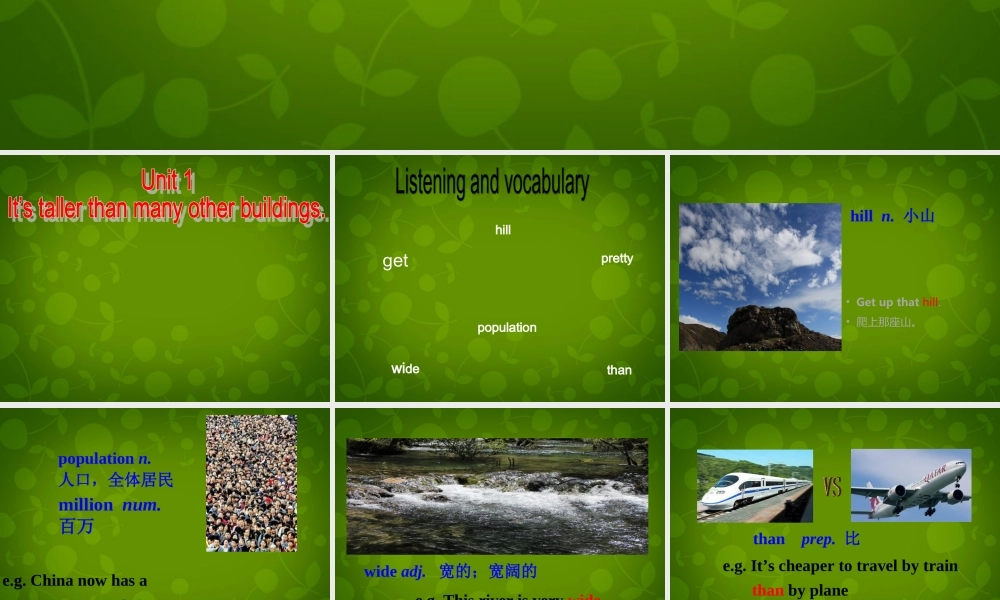 八年级英语上册 Module 2 Unit 1 It s taller than many other buildings课件 (新版)外研版 课件