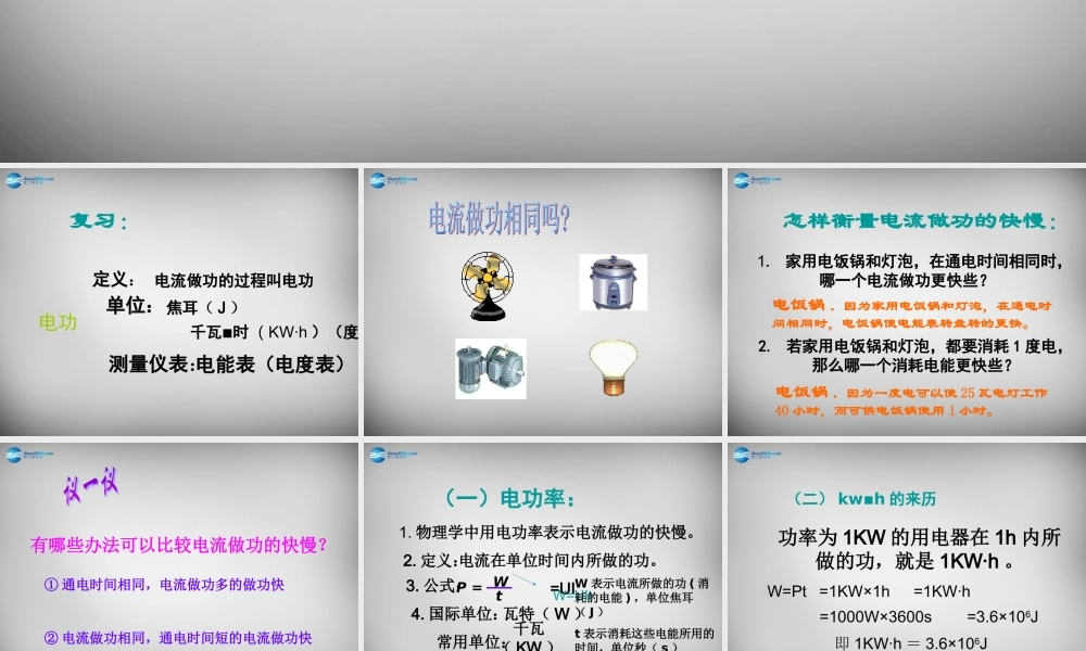 九年级物理上册(第6章 第2节 电功率)课件 (新版)教科版 课件
