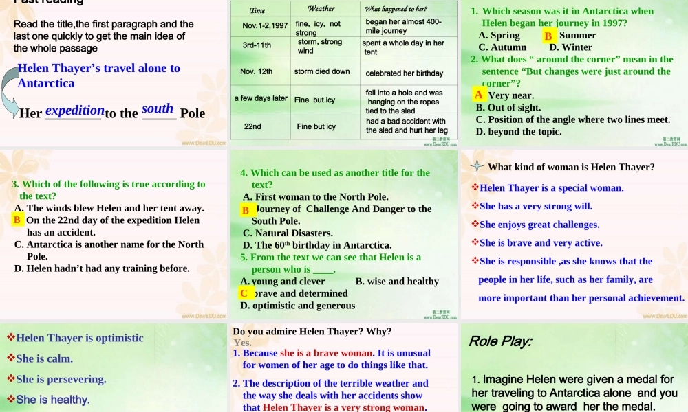 新课标 人教版高一英语Unit17 The Great women 课件