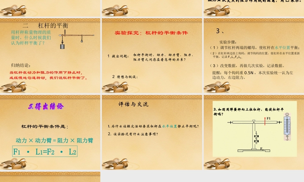 八年级物理下册 杠杆教学课件 教科版 课件