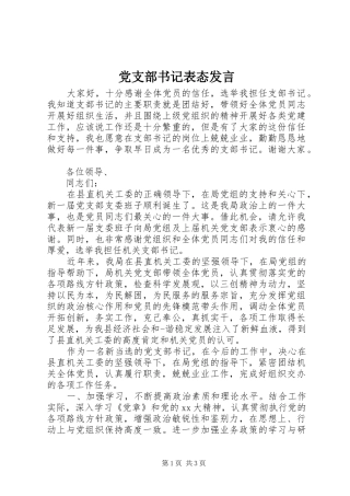 党支部书记表态发言