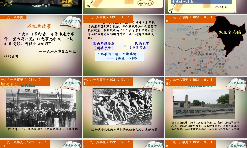 八年级历史上册 第14课 难忘九一八课件 新人教版 课件