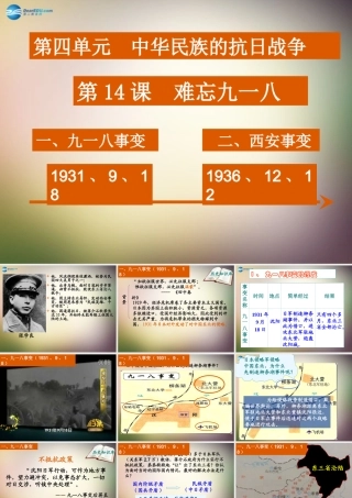 八年级历史上册 第14课 难忘九一八课件 新人教版 课件