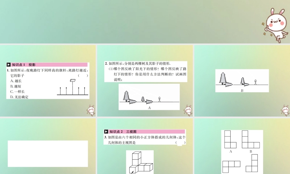 九年级数学下册 第二十九章 投影与视图章末复习(四)习题课件 (新版)新人教版 课件