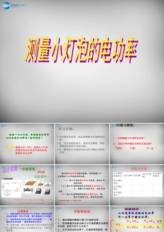 九年级物理全册 183 测量小灯泡的电功率课件 (新版)新人教版 课件