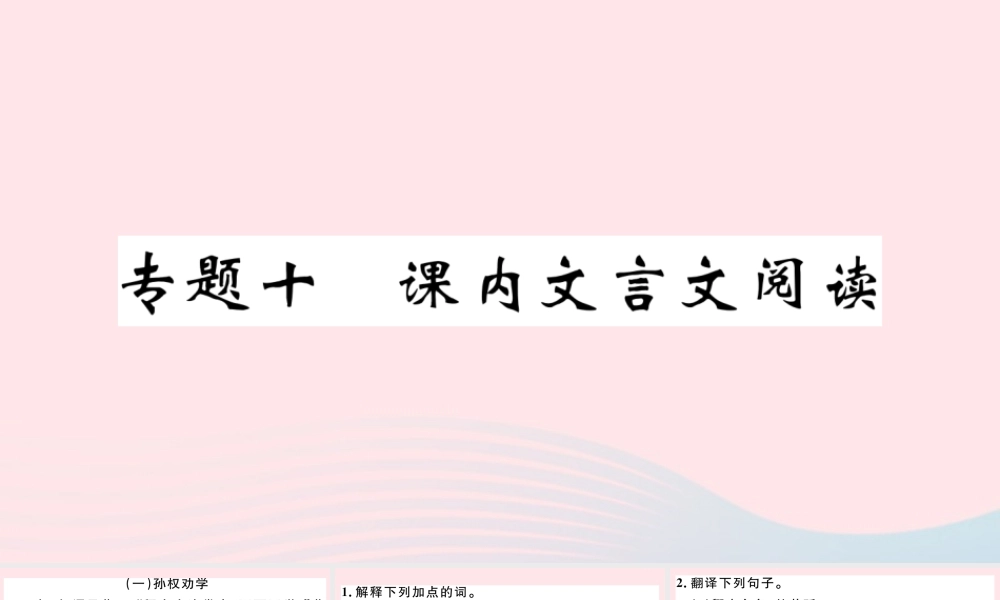 文下册 专题十 课内文言文阅读习题课件 新人教版 课件