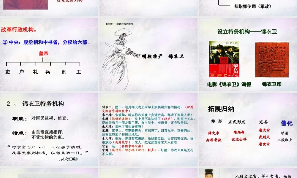 中学七年级历史下册 第15课 明朝君权的加强课件 新人教版 课件