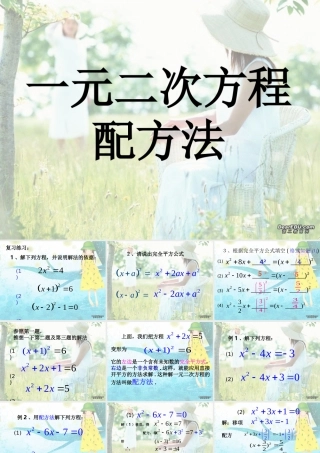 新课标中考数学复习课件 一元二次方程配方法等练习 新课标中考数学复习课件 一元二次方程配方法及练习[整理三套]