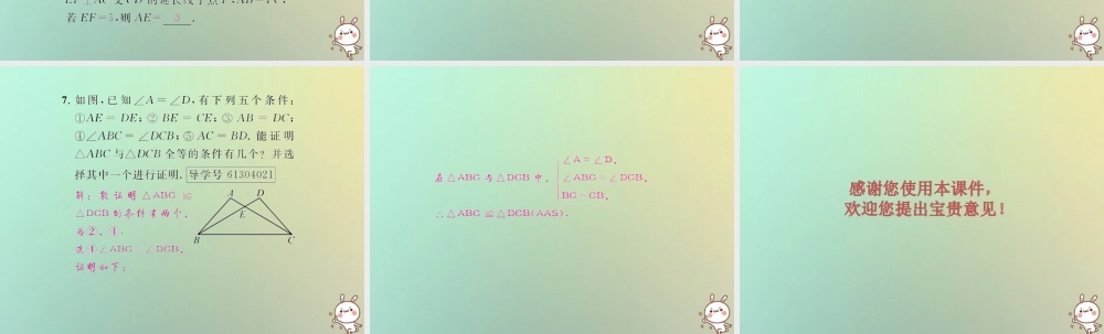 八年级数学上册 第十二章 全等三角形 12.2 三角形全等的判定 第4课时 用 HL 判定两个直角三角形全等习题课件 (新版)新人教版 课件