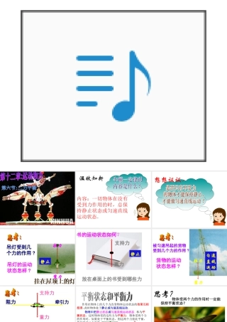 云南省怒江兰坪县石登中心校八年级物理 第十二章第六节(二力平衡)课件 人教新课标版 课件