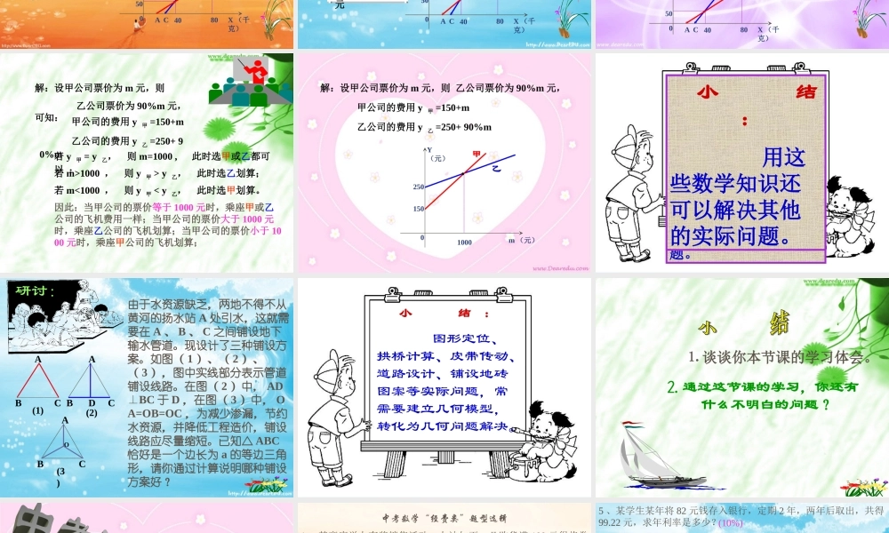 中考数学应用题经济类复习课件 新课标 人教版 课件