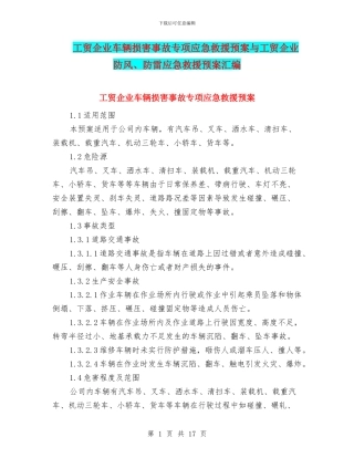 工贸企业车辆伤害事故专项应急救援预案与工贸企业防风、防雷应急救援预案汇编