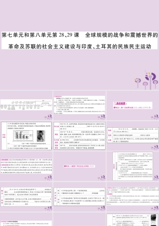 中考历史复习 第一篇 教材系统复习 第4板块 世界历史 第7单元 第8单元 第28、29课 全球规模的战争和震撼世界的革命及苏联的社会主义建设与印度、土耳其的民族民主运动(讲解)课件