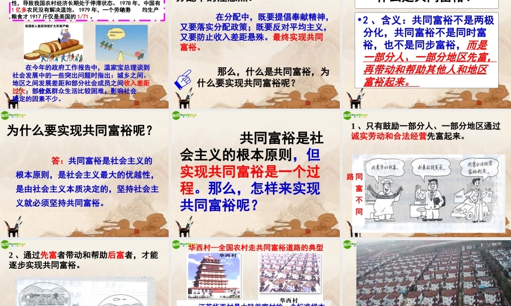 九年级政治 第七课(走向共同富裕的道路)课件 人教新课标版 课件