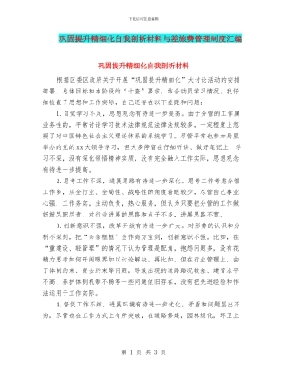 巩固提升精细化自我剖析材料与差旅费管理制度汇编