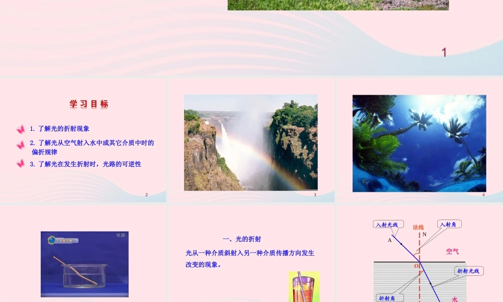 四  光的折射课件 八年级物理上册 5.4光的折射课件+素材(新版)北师大版 八年级物理上册 5.4光的折射课件+素材(新版)北师大版-2